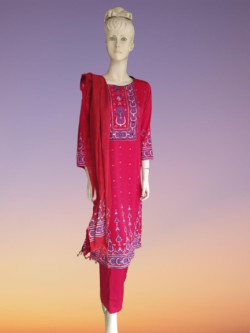 ক্রেপ সিল্ক কাপড়ে থ্রি পিছ